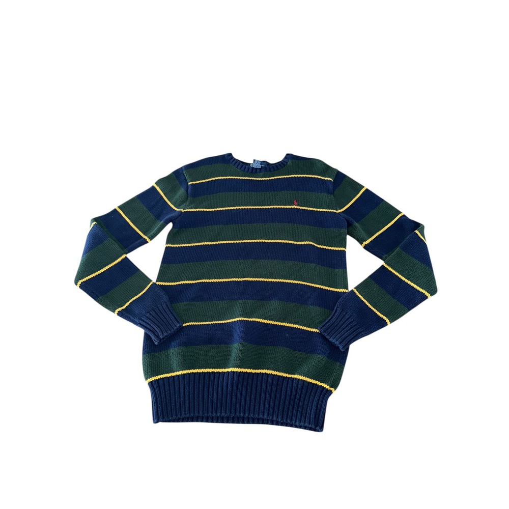Polo Ralph Lauren‎ Boys Striped Pony Classic Sweater Blue Green Size 20
